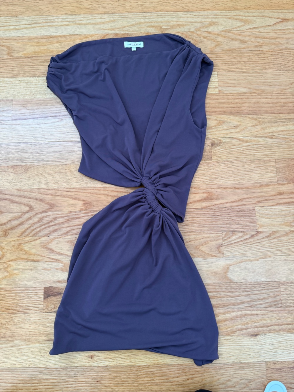 Knot-Front Strapless Dress Top in Deep Plum